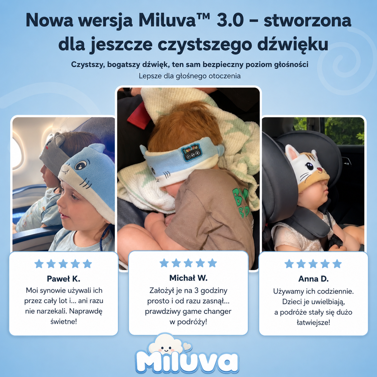 Miluva DreamBand™ – Bezprzewodowa opaska ze słuchawkami dla dzieci